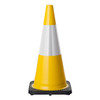 700mm Yellow Traffic Cone with 3M Class 1 Reflective Tape - 2.7kg 