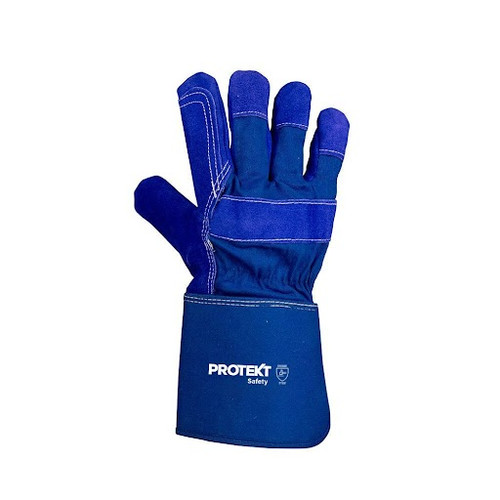 Protekt Blue Leather Gloves with Extended Cuff