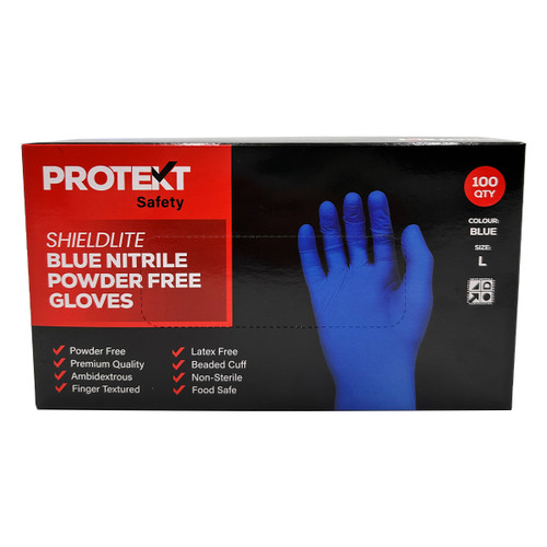 Protekt ShieldLite Blue Nitrile Powder Free Gloves - Pack Of 100 Protekt ShieldLite Blue Nitrile Powder Free Gloves - Pack Of 100