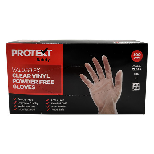 Protekt ValueFlex Clear Vinyl Powder Free Gloves - Pack Of 100 Protekt ValueFlex Clear Vinyl Powder Free Gloves - Pack Of 100