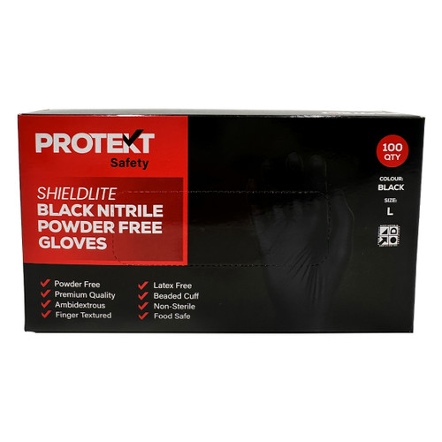 Protekt ShieldLite Black Nitrile Powder Free Gloves - Pack Of 100 Protekt ShieldLite Black Nitrile Powder Free Gloves - Pack Of 100