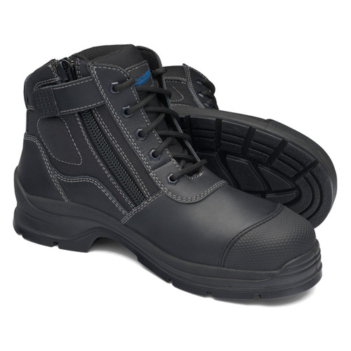 Blundstone Black Leather Zip Side Ankle Safety Hiker Boots Blundstone Black Leather Zip Side Ankle Safety Hiker Boots
