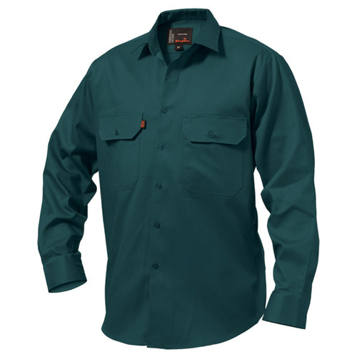 King Gee Originals Long Sleeve Open Front Cotton Drill Work Shirt King Gee Originals Long Sleeve Open Front Cotton Drill Work Shirt