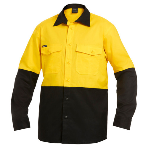 King Gee Workcool 2 Hi-Vis Two Tone Long Sleeve Drill Work Shirt King Gee Workcool 2 Hi-Vis Two Tone Long Sleeve Drill Work Shirt