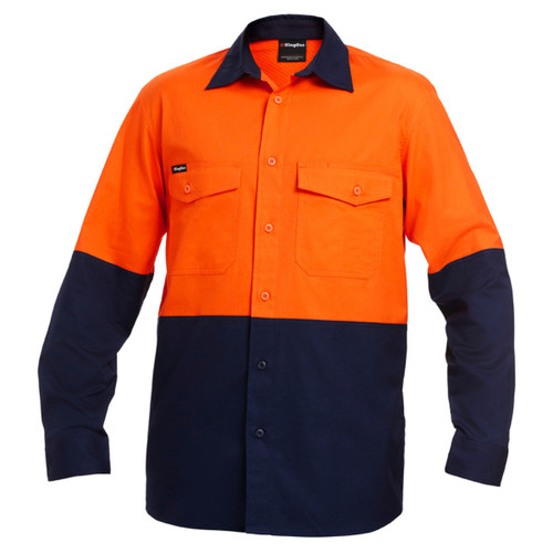King Gee Workcool 2 Hi-Vis Two Tone Long Sleeve Drill Work Shirt King Gee Workcool 2 Hi-Vis Two Tone Long Sleeve Drill Work Shirt