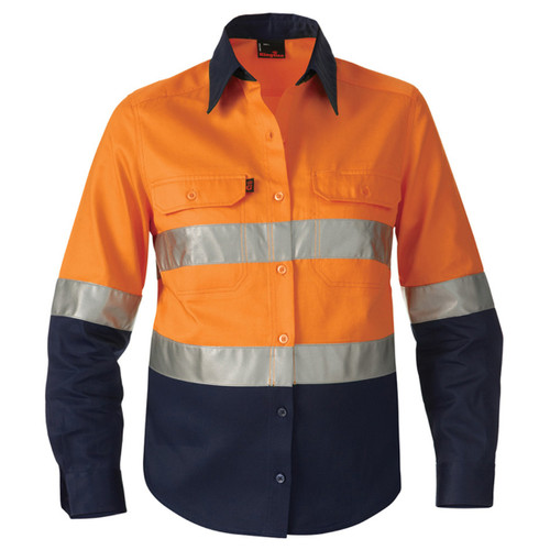 King Gee Womens Hi-Vis Reflective Long Sleeve Work Shirt King Gee Womens Hi-Vis Reflective Long Sleeve Work Shirt