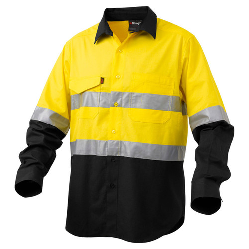 KingGee Workcool 2 Hi-Vis Reflective Two Tone Long Sleeve Work Shirt KingGee Workcool 2 Hi-Vis Reflective Two Tone Long Sleeve Work Shirt