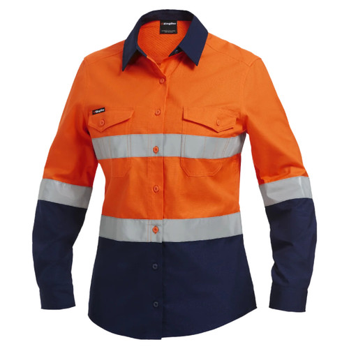 KingGee Womens Workcool 2 Hi-Vis Lightweight Reflective Work Shirt KingGee Womens Workcool 2 Hi-Vis Lightweight Reflective Work Shirt