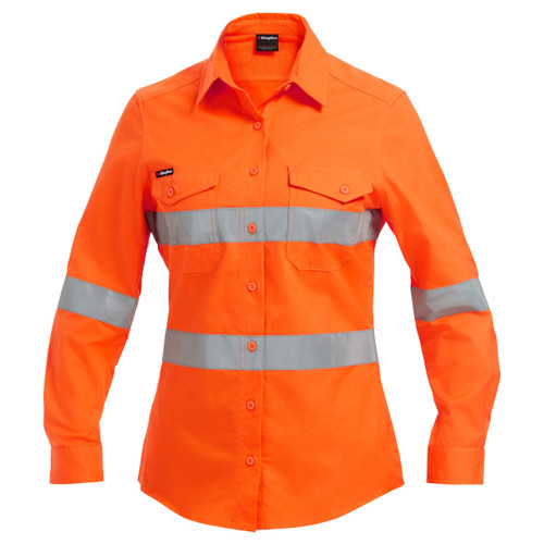 King Gee Womens Workcool 2 Hi-Vis Reflective Work Shirt King Gee Womens Workcool 2 Hi-Vis Reflective Work Shirt