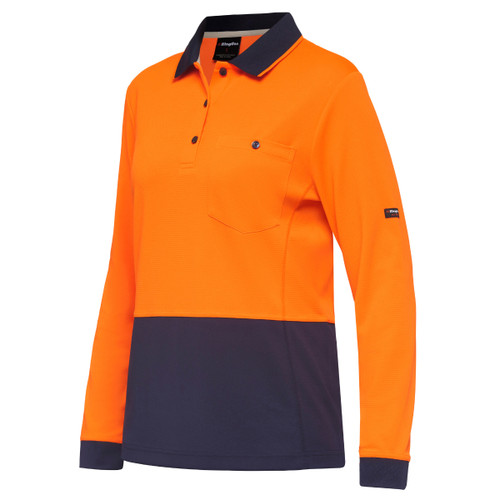 King Gee Womens Workcool Hyperfreeze Spliced Long Sleeve Polo King Gee Womens Workcool Hyperfreeze Spliced Long Sleeve Polo