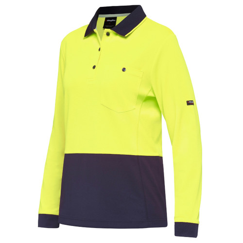 King Gee Womens Workcool Hyperfreeze Spliced Long Sleeve Polo King Gee Womens Workcool Hyperfreeze Spliced Long Sleeve Polo