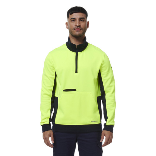 King Gee Hi Vis Spliced 1/4 Zip Fleece 