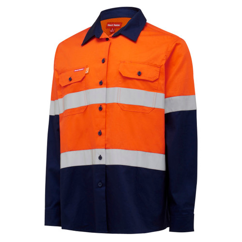 Hard Yakka Womens Core Taped Lightweight Hi-Vis Long Sleeve Shirt Hard Yakka Womens Core Taped Lightweight Hi-Vis Long Sleeve Shirt