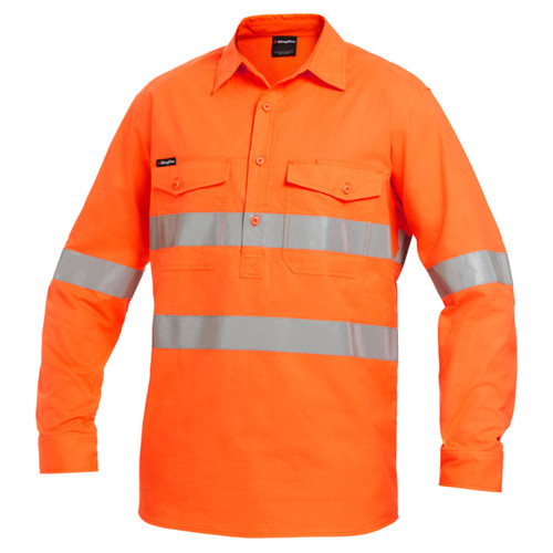 King Gee Workcool 2 Hi-Vis Reflective Closed Front Shirt King Gee Workcool 2 Hi-Vis Reflective Closed Front Shirt