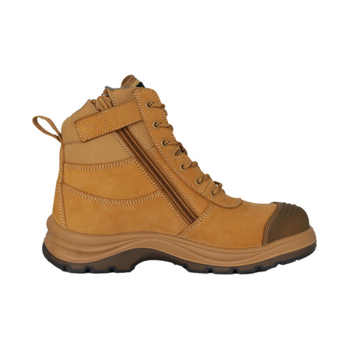 King Gee Mens Tradie Zip/Lace Composite Safety Work Boots 6" - Wheat King Gee Mens Tradie Zip/Lace Composite Safety Work Boots 6" - Wheat