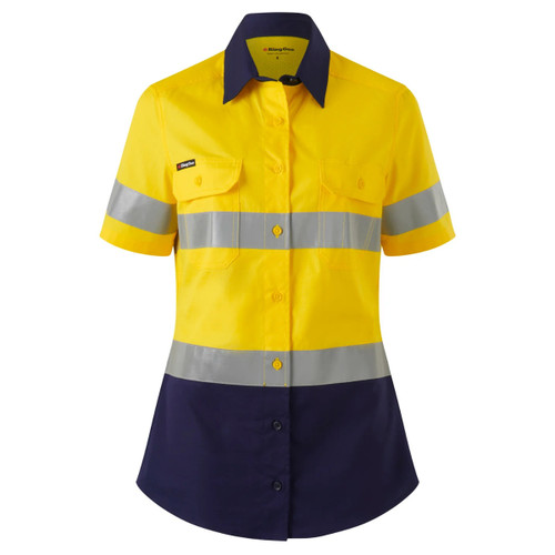 King Gee Womens Workcool Vented Reflective Short Sleeve Shirt King Gee Womens Workcool Vented Reflective Short Sleeve Shirt