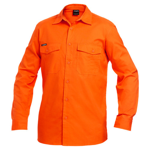 King Gee Mens Workcool 2 Hi-Vis Long Sleeve Drill Work Shirt King Gee Mens Workcool 2 Hi-Vis Long Sleeve Drill Work Shirt