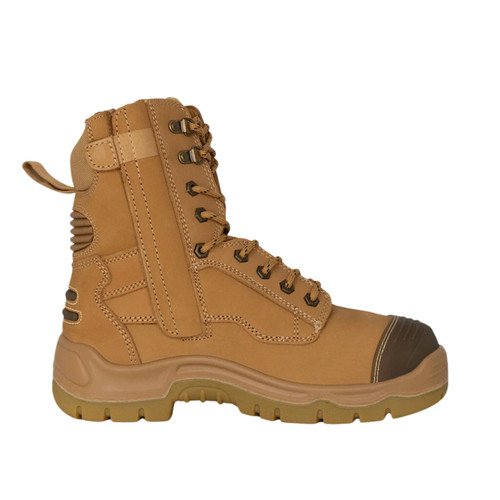 King Gee Mens Phoenix Metguard Zip/Lace Safety Work Boots Wheat 8" King Gee Mens Phoenix Metguard Zip/Lace Safety Work Boots Wheat 8"