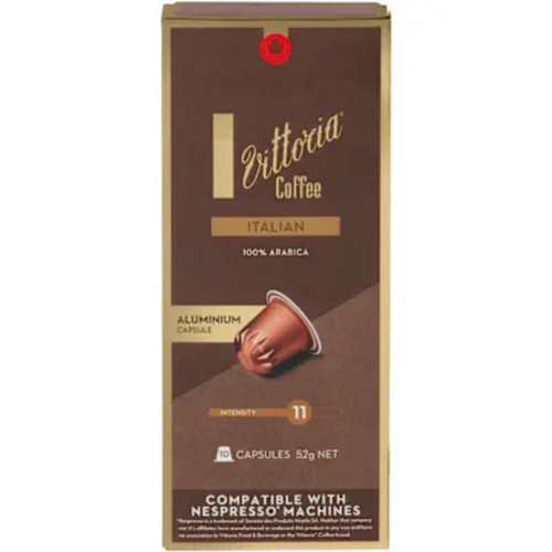 Vittoria Italian 10pk Compatible Aluminium Coffee Capsules 52g X 6 Vittoria Italian 10pk Compatible Aluminium Coffee Capsules 52g X 6
