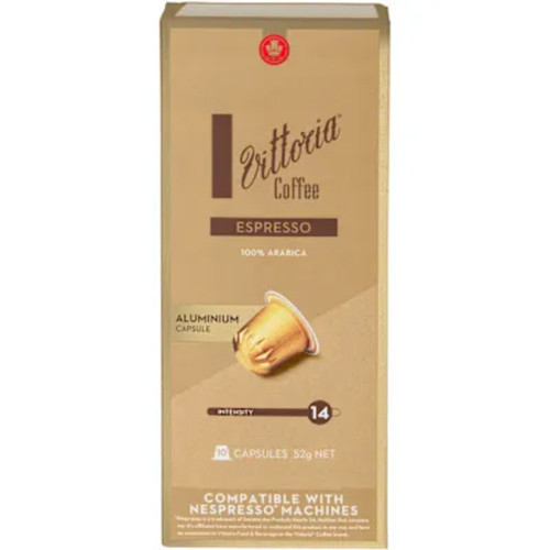 Vittoria Espresso 10pk Compatible Aluminium Coffee Capsules 52g X 6 Vittoria Espresso 10pk Compatible Aluminium Coffee Capsules 52g X 6