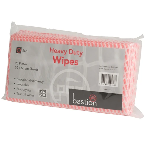 Red Heavy Duty Cleaning Wipes - 30 x 60cm Sheets - 20 pack CW-335-RE