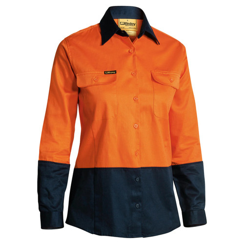 Bisley Women's Hi Vis Drill Two Tone Long Sleeve Shirt 