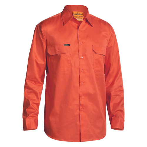 Bisley Cool Lightweight Hi Vis Drill Long Sleeve Shirt Bisley Cool Lightweight Hi Vis Drill Long Sleeve Shirt