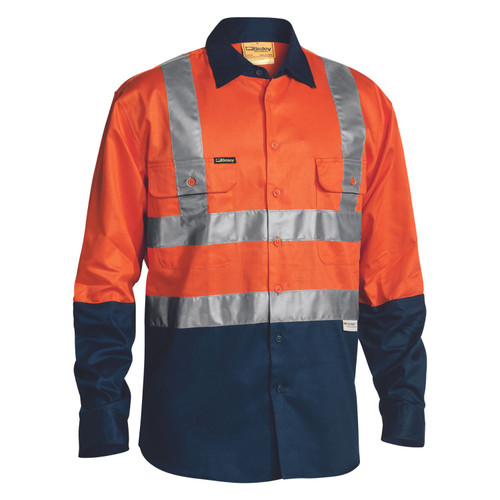 Bisley 3M Taped Hi Vis Two Tone Drill Long Sleeve Shirt Bisley 3M Taped Hi Vis Two Tone Drill Long Sleeve Shirt