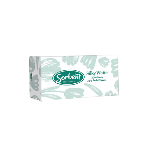 Sorbent Professional Silky White Facial Tissue 2 Ply 200 Sheets - Carton of 24 Boxes 25302