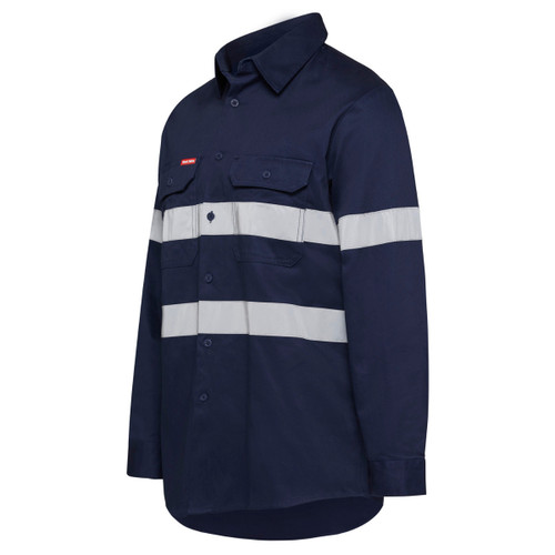 Hard Yakka Core Hi Vis Long Sleeve Heavyweight Taped Drill Shirt Hard Yakka Core Hi Vis Long Sleeve Heavyweight Taped Drill Shirt