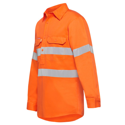Hard Yakka Mens Core Hi Vis Long Sleeve Closed Front Heavyweight Taped Cotton Drill Shirt Hard Yakka Mens Core Hi Vis Long Sleeve Closed Front Heavyweight Taped Cotton Drill Shirt