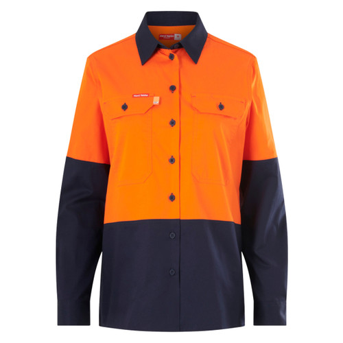 Hard Yakka Womens Core Hi Vis Long Sleeve Lightweight Spliced Vented Drill Shirt Hard Yakka Womens Core Hi Vis Long Sleeve Lightweight Spliced Vented Drill Shirt