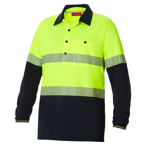 Hard Yakka Core Hi Vis Long Sleeve Spliced Segmented Taped Vented Polo Hard Yakka Core Hi Vis Long Sleeve Spliced Segmented Taped Vented Polo
