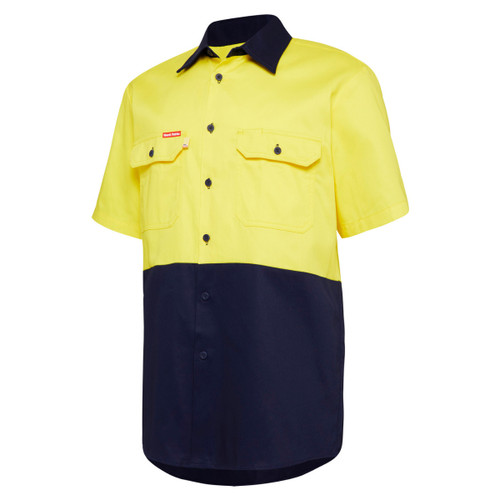 Hard Yakka Core Hi Vis Short Sleeve Lightweight Spliced Vented Drill Shirt Hard Yakka Core Hi Vis Short Sleeve Lightweight Spliced Vented Drill Shirt