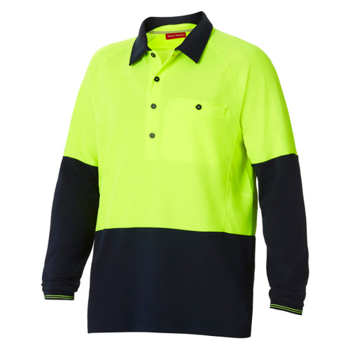 Hard Yakka Core Hi Vis Long Sleeve Spliced Vented Polo Hard Yakka Core Hi Vis Long Sleeve Spliced Vented Polo