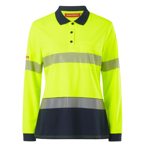 Hard Yakka Womens Core Hi Vis Long Sleeve Spliced Segmented Taped Polo Hard Yakka Womens Core Hi Vis Long Sleeve Spliced Segmented Taped Polo