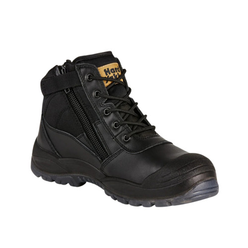 Hard Yakka Utility Zip Sided Steel Toe Safety Boot - Black Hard Yakka Utility Zip Sided Steel Toe Safety Boot - Black
