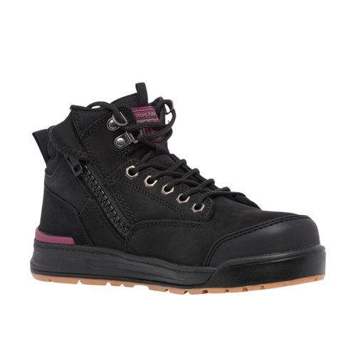 Hard Yakka Womens 3056 Lace Up & Side Zip Safety Boot - Black Hard Yakka Womens 3056 Lace Up & Side Zip Safety Boot - Black