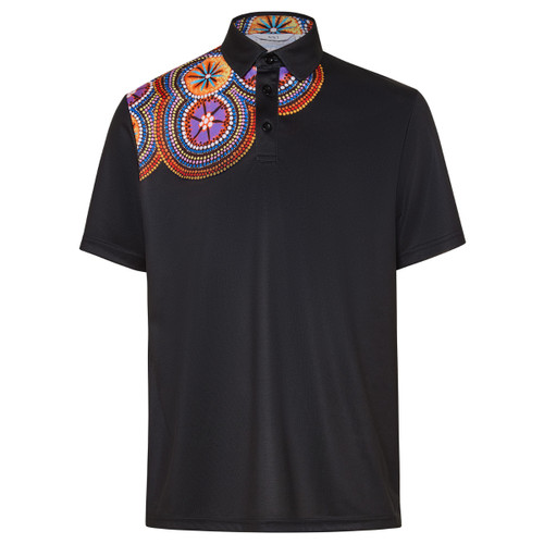 NNT Mens Polyester Knit Bush Tucker Indigenous Print Polo NNT Mens Polyester Knit Bush Tucker Indigenous Print Polo