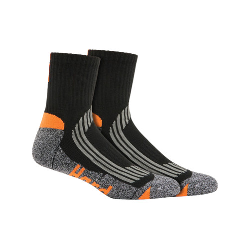 Hard Yakka Core Coolmax Padded Quarter Crew Sock - 2 Pack 