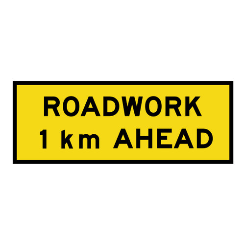 Roadwork 1km Ahead Sign - Boxed Edge Sign - 2400 x 900mm Roadwork 1km Ahead Sign - Boxed Edge Sign - 2400 x 900mm
