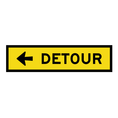 Detour Left Arrow Sign - Boxed Edge Sign - 1200 x 300mm