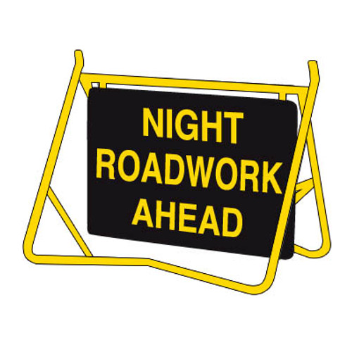 Night Roadwork Ahead Swing Sign 900 x 600mm Night Roadwork Ahead Swing Sign 900 x 600mm