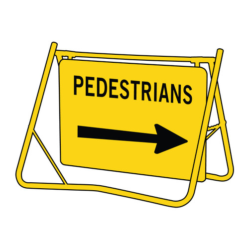 Pedestrians RIGHT Arrow Swing Sign 900 x 600mm Pedestrians RIGHT Arrow Swing Sign 900 x 600mm