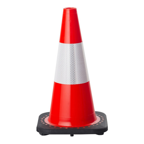 Fluoro Orange Traffic Cone With Reflective Tape 450mm 60206