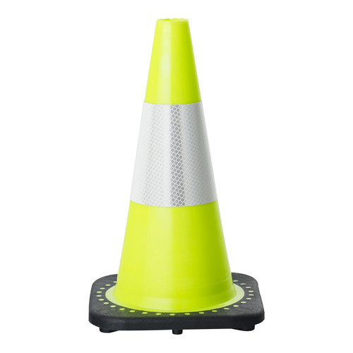 450mm Lime Green Traffic Cone with Class 1 3M Reflective Tape 