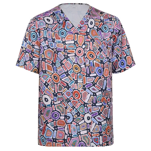 Workwear Womens Water Dreaming Indigenous Scrub Top Workwear Womens Water Dreaming Indigenous Scrub Top