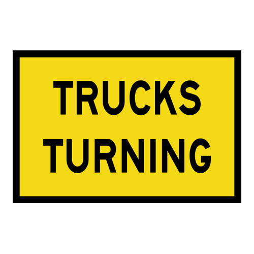 Trucks Turning Sign - Boxed Edge Sign - 900 x 600mm Trucks Turning Sign - Boxed Edge Sign - 900 x 600mm