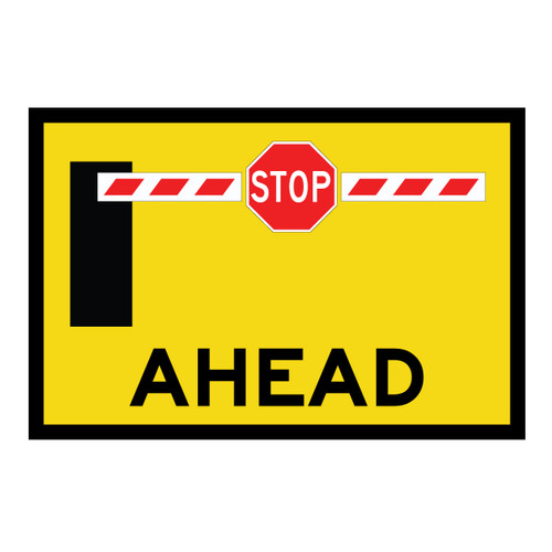 Boom Barrier Ahead - Boxed Edge Sign - 900 x 600mm Boom Barrier Ahead - Boxed Edge Sign - 900 x 600mm
