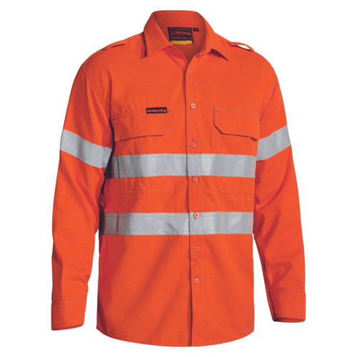 Bisley Tencata Tecasafe Plus 700 Taped Hi Vis Lightweight Flame Resistant Vented Long Sleeve Shirt Bisley Tencata Tecasafe Plus 700 Taped Hi Vis Lightweight Flame Resistant Vented Long Sleeve Shirt